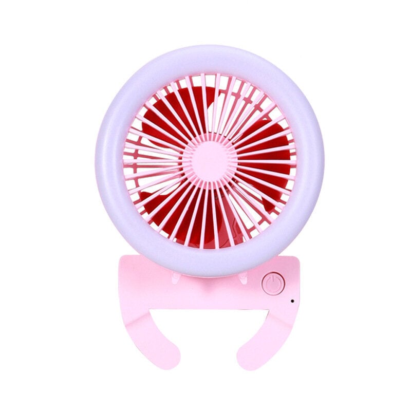 2 In 1Multi-function Mini Fan 2 Modes LED Camping Light 3 Speed USB Rechargeable Carabiner Hook Fan Climbing Outdoor Image 1