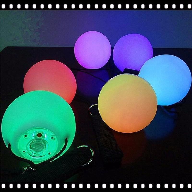 1PC LED 7 Colors Glow POI Thrown Balls Light Up Handball Sports Belly Dance Hand Novelties Toys Image 9