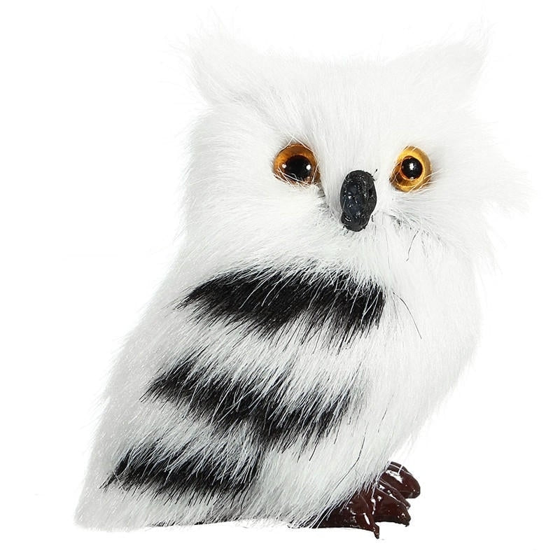 2 PCS Owl White Black Furry Christmas Ornament Decoration Toys Adornment Simulation Image 1