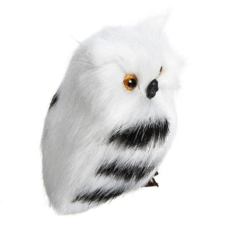 2 PCS Owl White Black Furry Christmas Ornament Decoration Toys Adornment Simulation Image 4