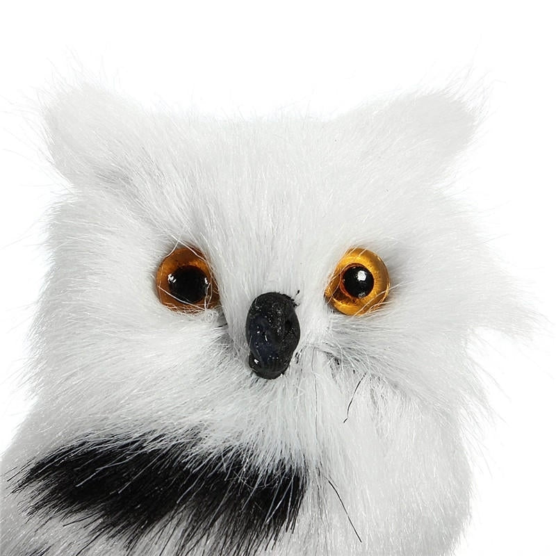 2 PCS Owl White Black Furry Christmas Ornament Decoration Toys Adornment Simulation Image 7