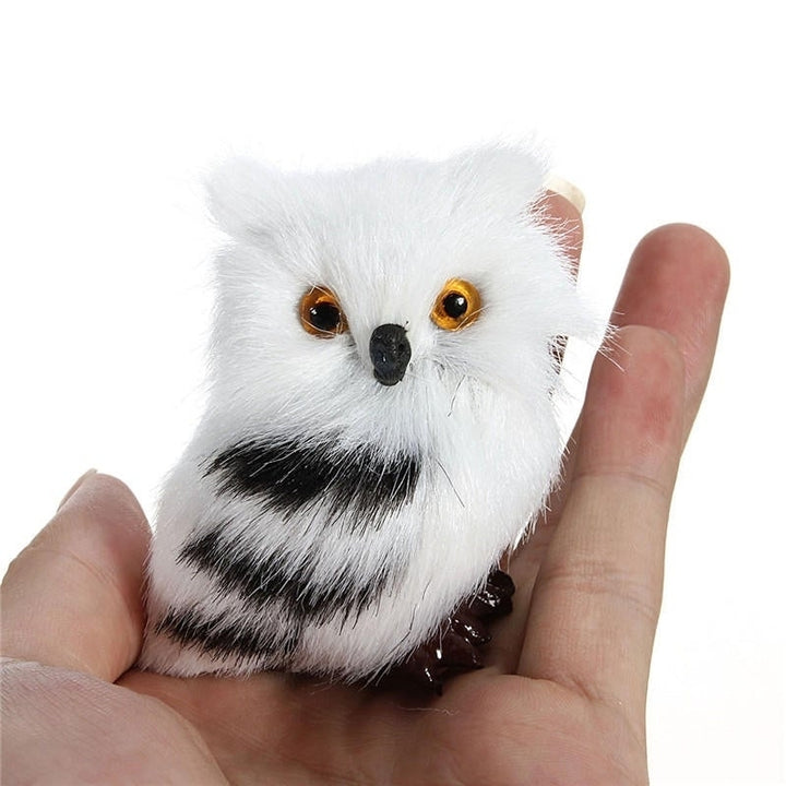 2 PCS Owl White Black Furry Christmas Ornament Decoration Toys Adornment Simulation Image 9