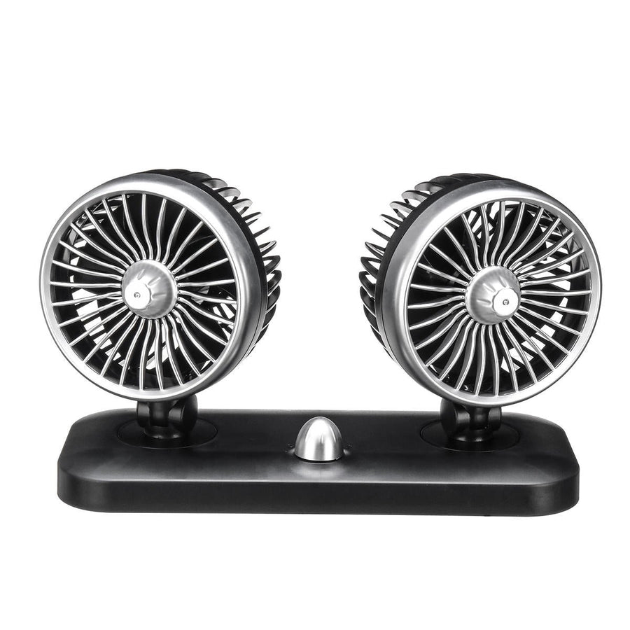 20W Dual Head Car Fan Portable Adjustable Air Cooler Recreational Vehicle Cooling Fan Rotating Oscillating Dashboard Image 1