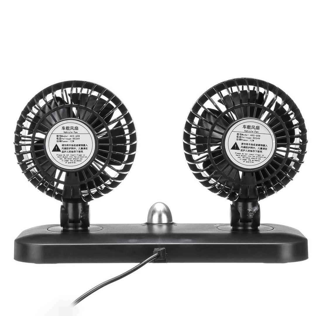 20W Dual Head Car Fan Portable Adjustable Air Cooler Recreational Vehicle Cooling Fan Rotating Oscillating Dashboard Image 4