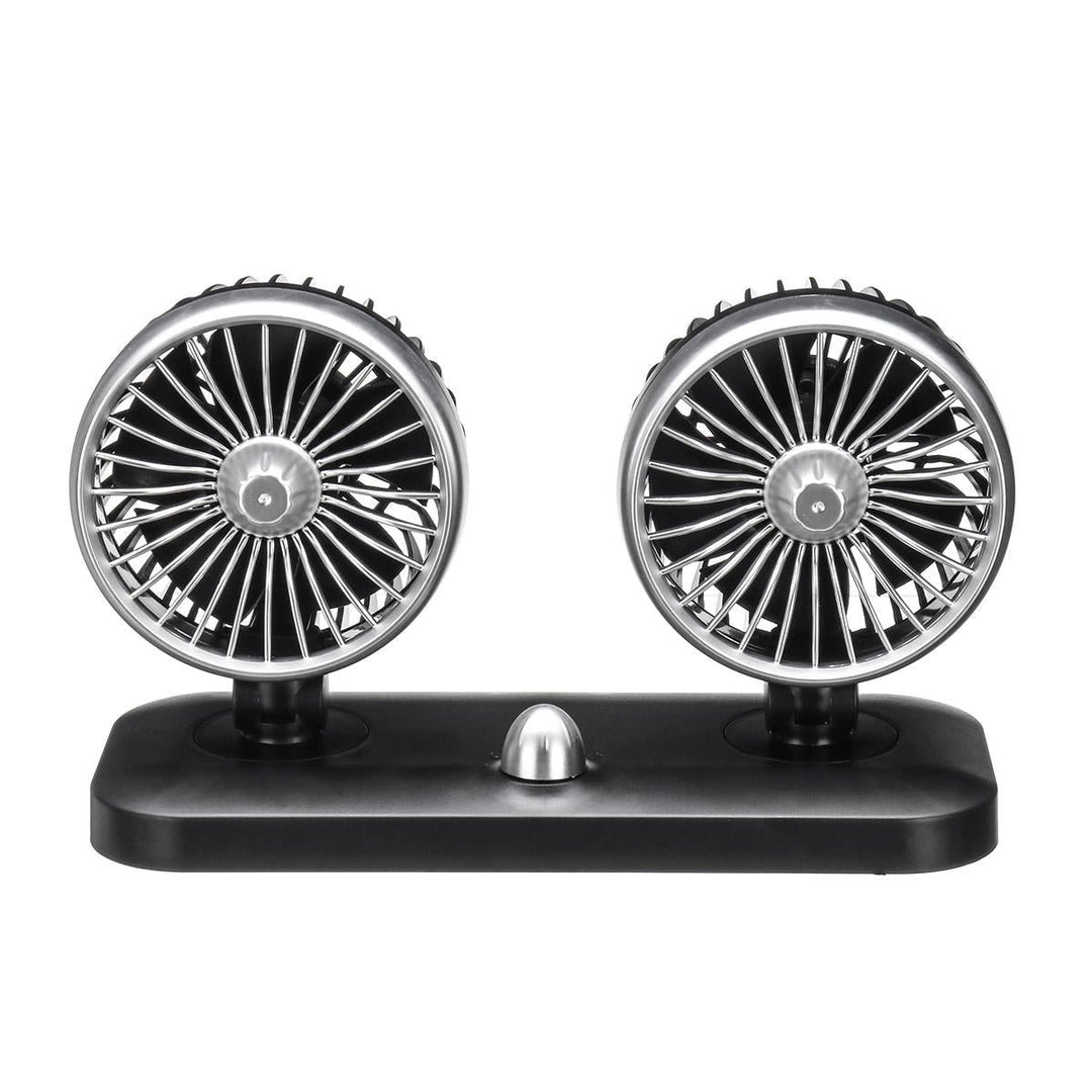 20W Dual Head Car Fan Portable Adjustable Air Cooler Recreational Vehicle Cooling Fan Rotating Oscillating Dashboard Image 5