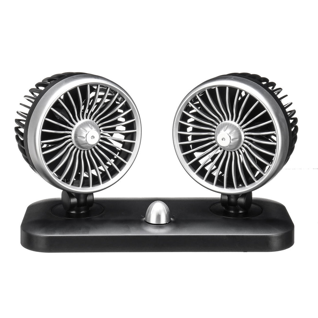 20W Dual Head Car Fan Portable Adjustable Air Cooler Recreational Vehicle Cooling Fan Rotating Oscillating Dashboard Image 6