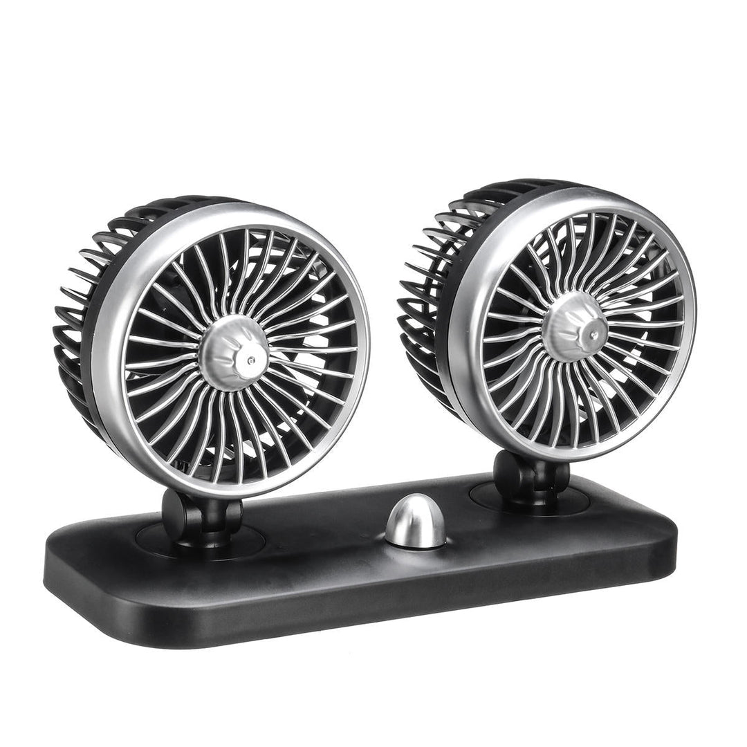 20W Dual Head Car Fan Portable Adjustable Air Cooler Recreational Vehicle Cooling Fan Rotating Oscillating Dashboard Image 7