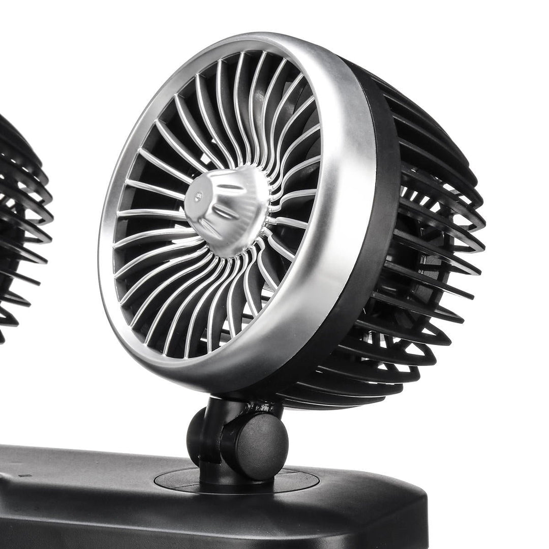 20W Dual Head Car Fan Portable Adjustable Air Cooler Recreational Vehicle Cooling Fan Rotating Oscillating Dashboard Image 8