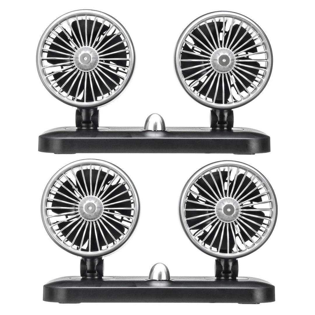 20W Dual Head Car Fan Portable Adjustable Air Cooler Recreational Vehicle Cooling Fan Rotating Oscillating Dashboard Image 10