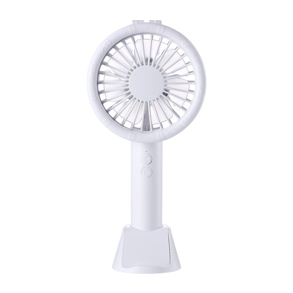 3 In 1 5V Mini USB Handheld Desktop Fan 3 Modes Cooling Wind Speed LED Light Phone Holder Image 1