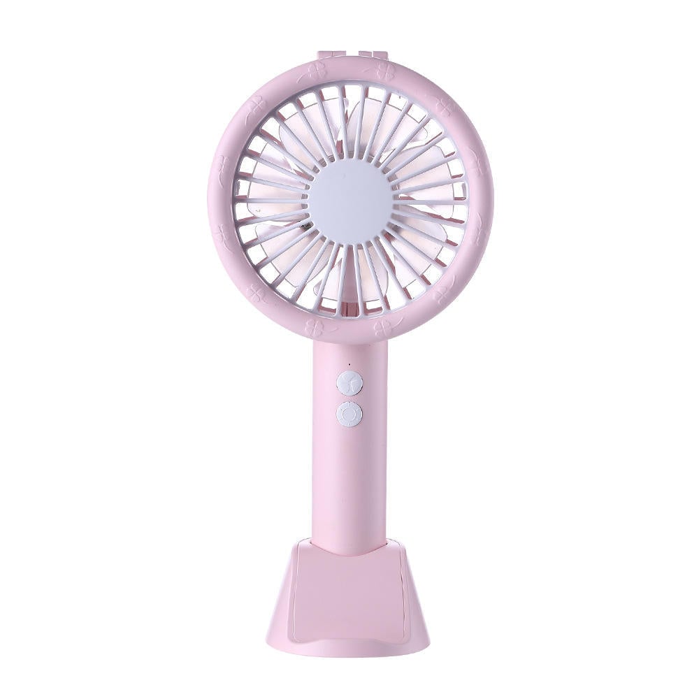 3 In 1 5V Mini USB Handheld Desktop Fan 3 Modes Cooling Wind Speed LED Light Phone Holder Image 1