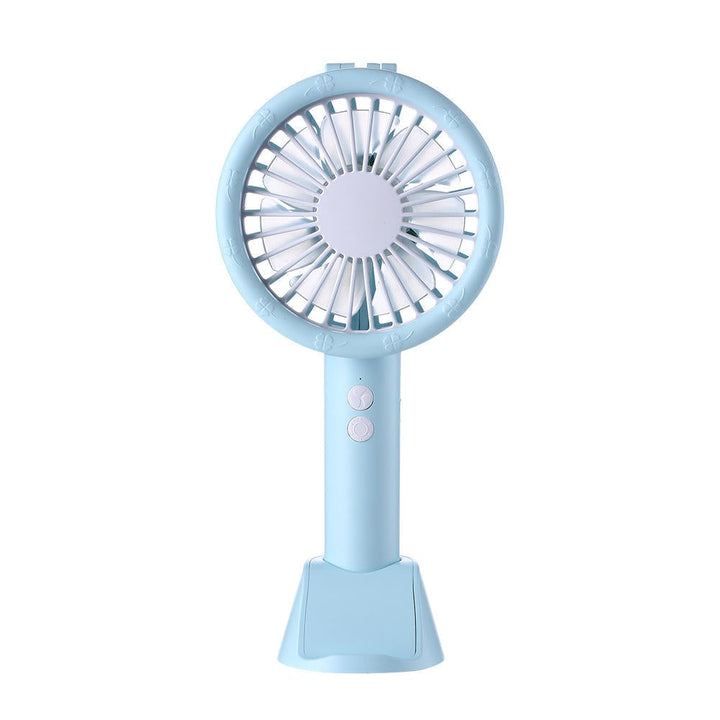 3 In 1 5V Mini USB Handheld Desktop Fan 3 Modes Cooling Wind Speed LED Light Phone Holder Image 1