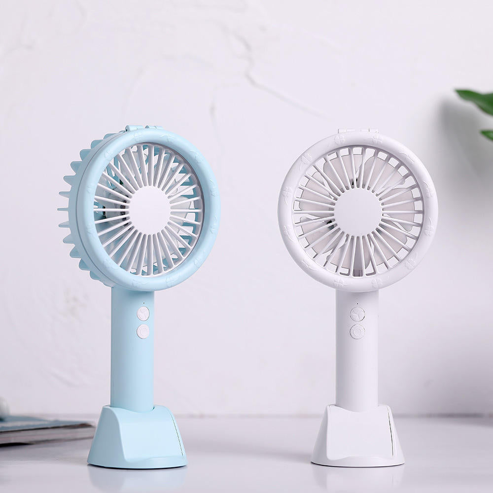 3 In 1 5V Mini USB Handheld Desktop Fan 3 Modes Cooling Wind Speed LED Light Phone Holder Image 5