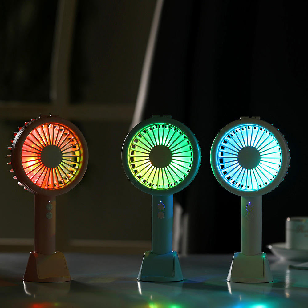 3 In 1 5V Mini USB Handheld Desktop Fan 3 Modes Cooling Wind Speed LED Light Phone Holder Image 7