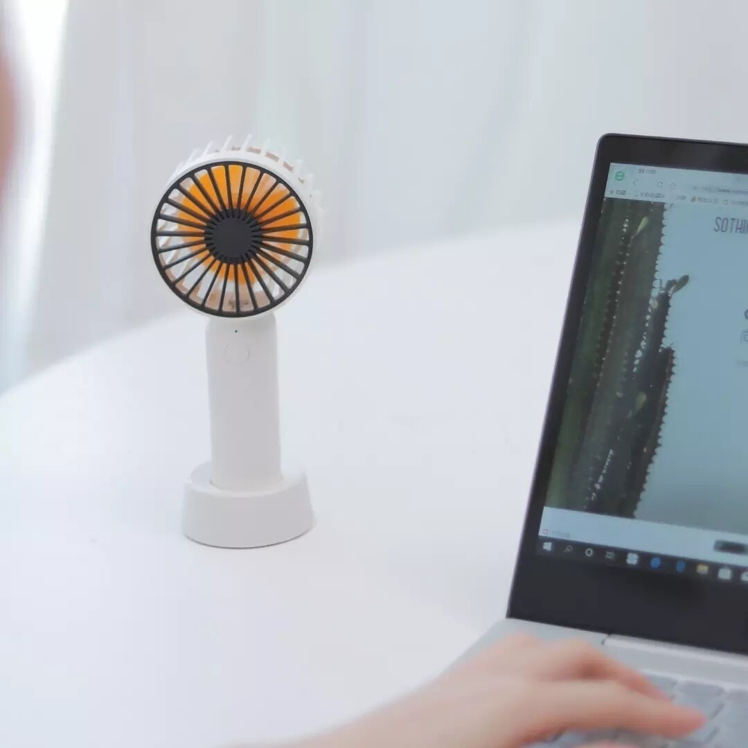 3-Speeds Portable Mini Handheld Fan Silent Comes With Base Outdoor USB Charging Fan Image 6