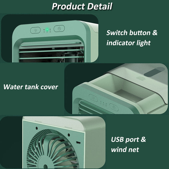 3 in1 Portable Air Conditioner Humidifier 3 Speeds Cooler Evaporative Cool Fan Low Noise for Home Office Image 7