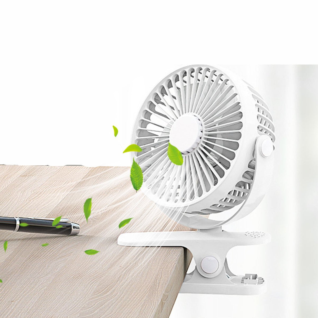 360 Adjustable Table Clip Mini Rechargeable Fan USB Charger Portable Desktop Fan Image 5