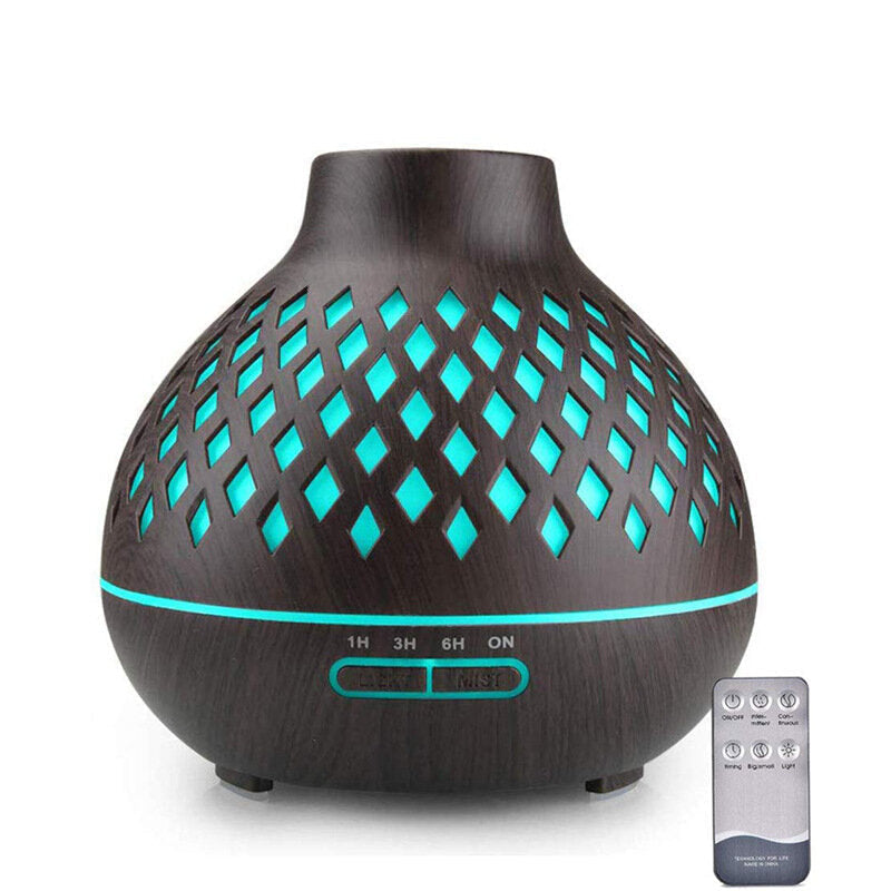 400ml Mini Humidifier Wood Grain Aroma Essential Oil Diffuser USB Ultrasonic Smooth Fog Mist Maker Remote Control Image 2