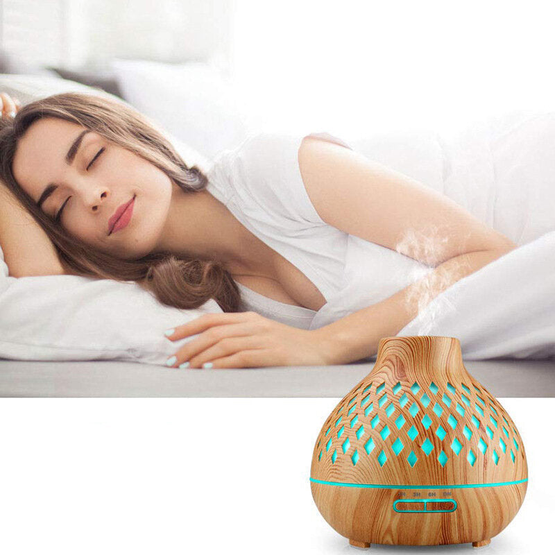 400ml Mini Humidifier Wood Grain Aroma Essential Oil Diffuser USB Ultrasonic Smooth Fog Mist Maker Remote Control Image 4