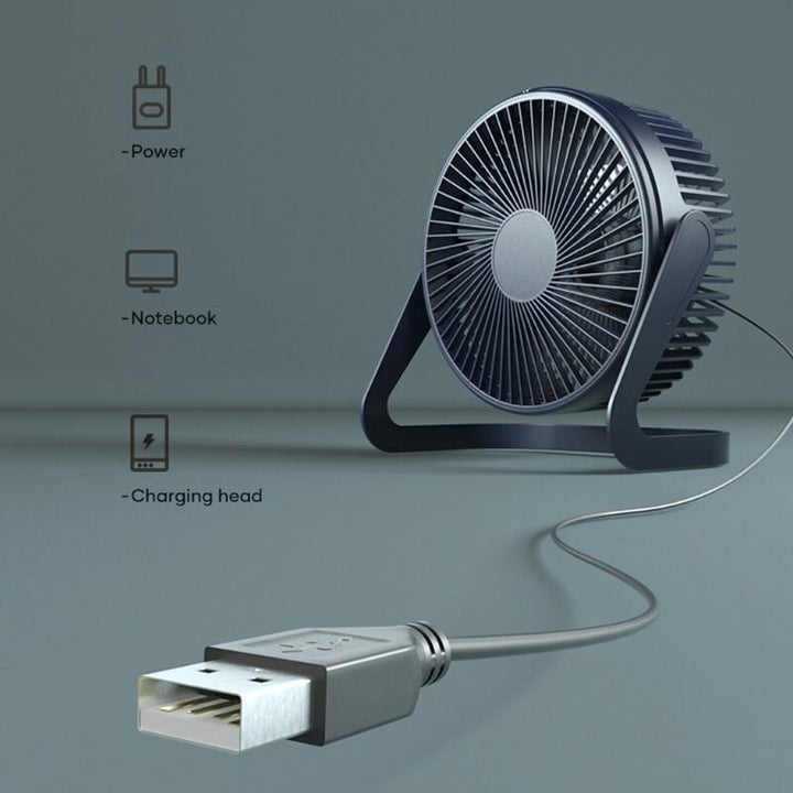 5 Inch Portable USB Desktop Fan 2 Gear Wind Speed 360 Rotation Adjustable Air Cooling Fan Low Noise for Home Office Car Image 4