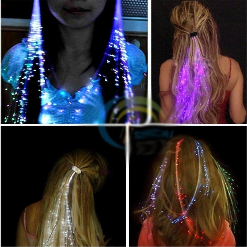 4PCS Flash LED Hair Braid 40CM Decoration Toys Christmas Party Fiber Extension Barrette Image 6