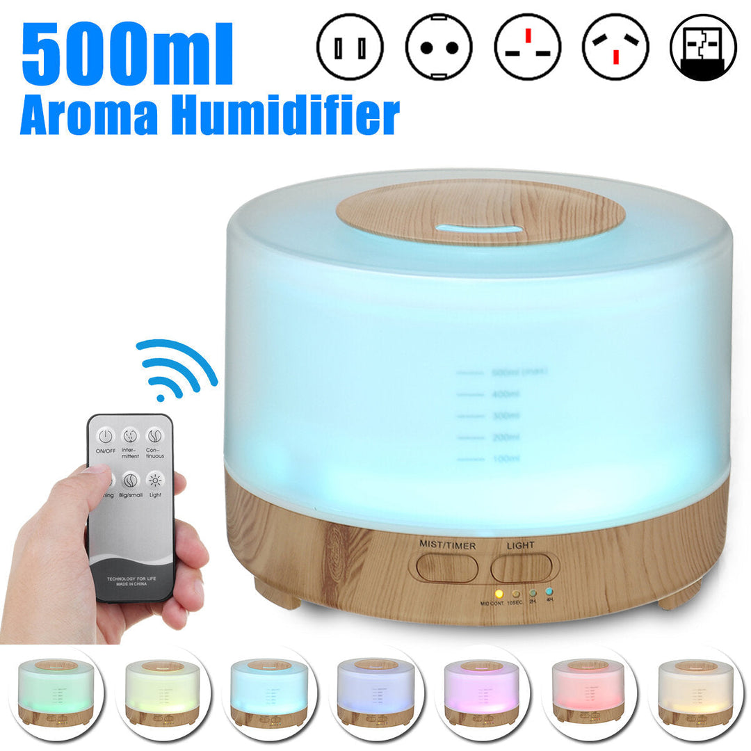 500ml Aroma Essential Oil Diffuser Aromatherapy Air Humidifier Mist Maker Low Noise with Remote Control for Home Car Image 2