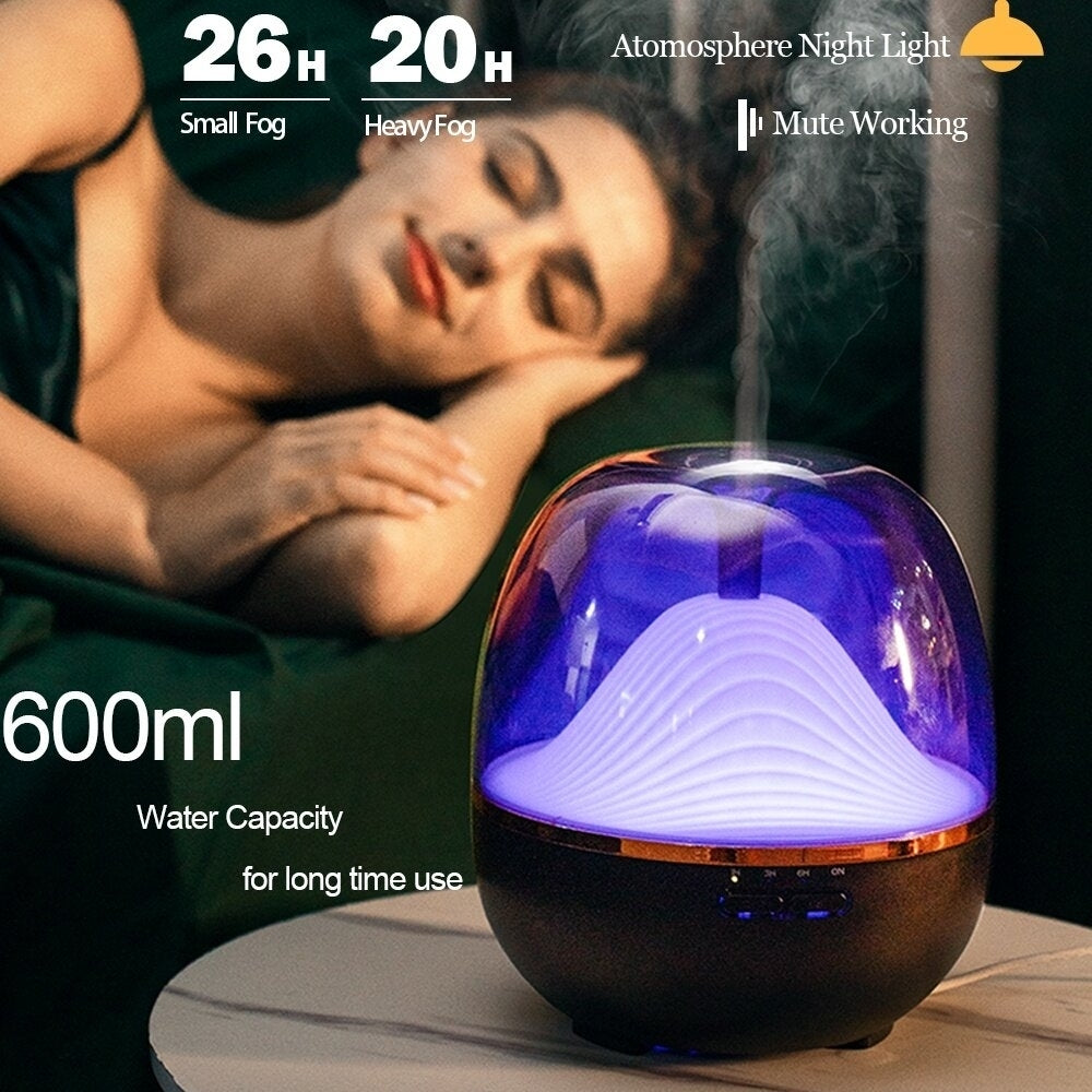 600ml Humidifier Aroma Diffuser with Colorful Night Light Remote Control Three Gear Tming Low Noise for Home Office Image 5