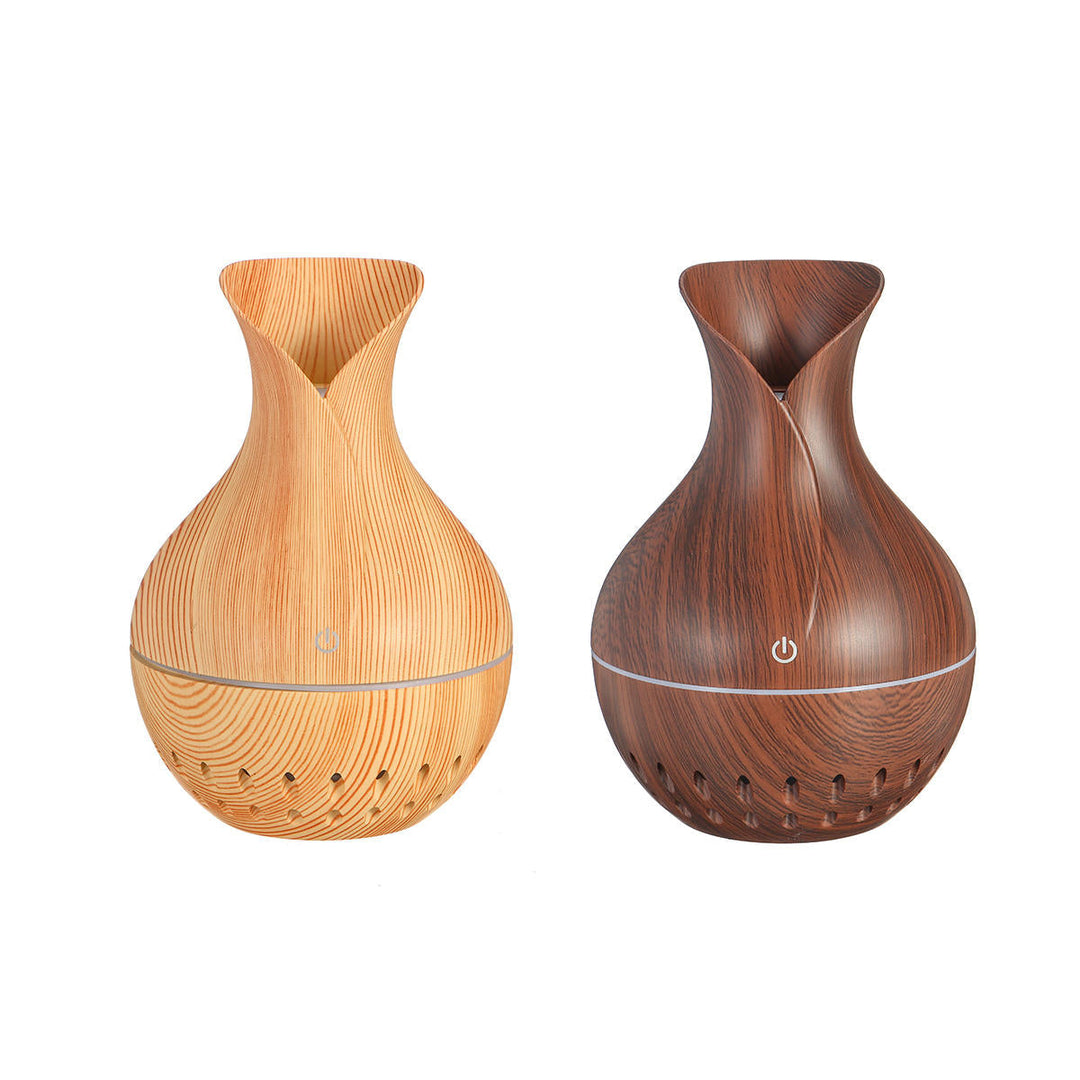 7 Colors USB Mini Wood Grain Air Purifier Humidifier Aroma Essential Oil Diffuser LED Lights Image 5