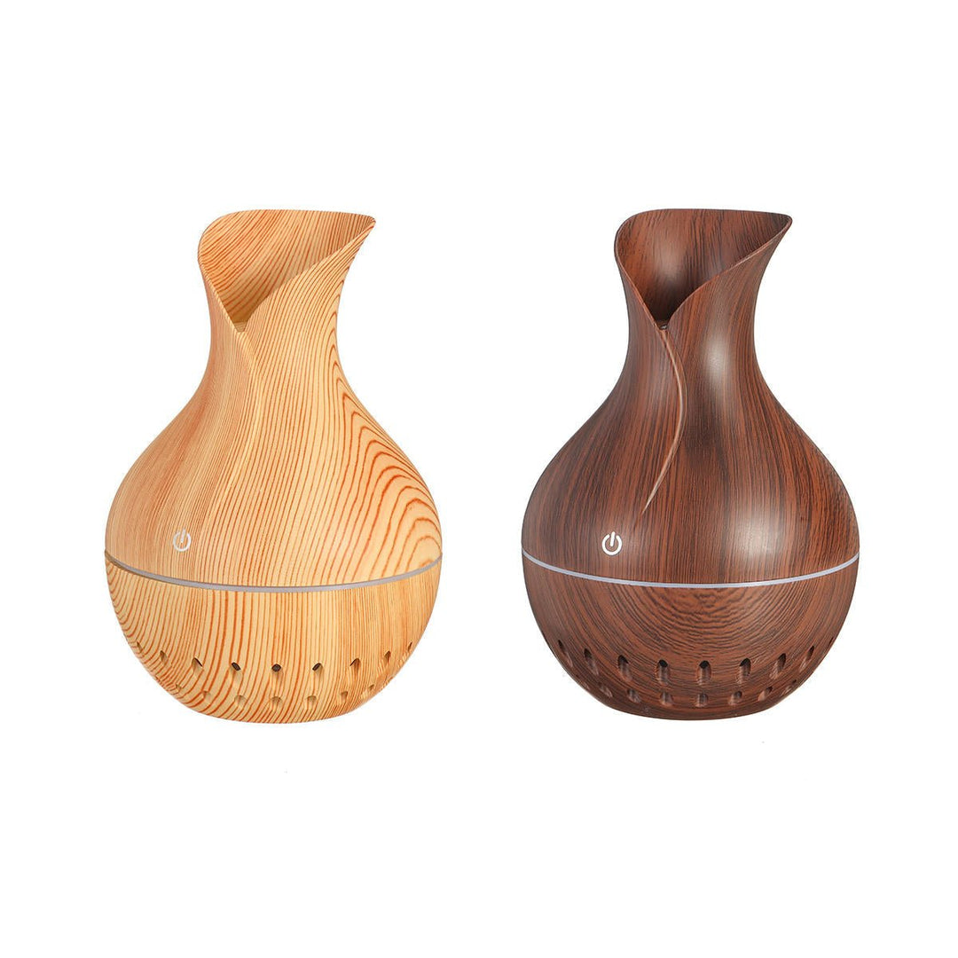 7 Colors USB Mini Wood Grain Air Purifier Humidifier Aroma Essential Oil Diffuser LED Lights Image 6