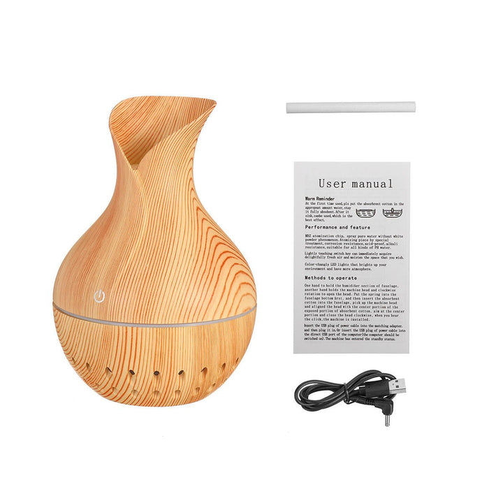 7 Colors USB Mini Wood Grain Air Purifier Humidifier Aroma Essential Oil Diffuser LED Lights Image 11