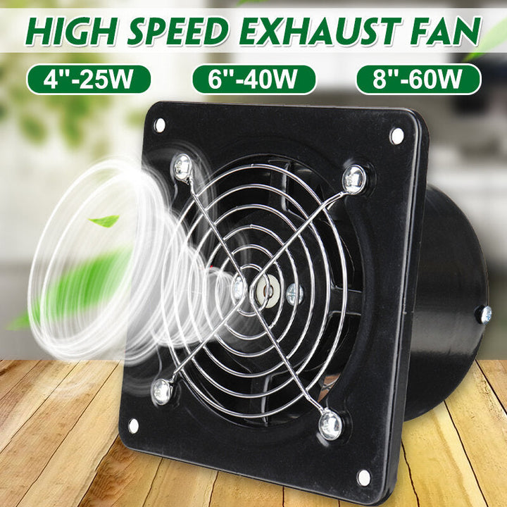 8 Inch Black Shell Stainless Steel Fan Blade High-speed Silent Exhaust Fan Image 4