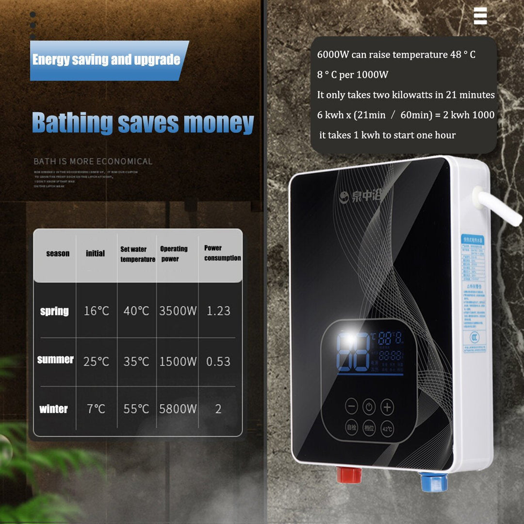 6000W Electric Water Heater Intelligent Constant Temperature Fast Heating Screen Display Touch Button Image 3