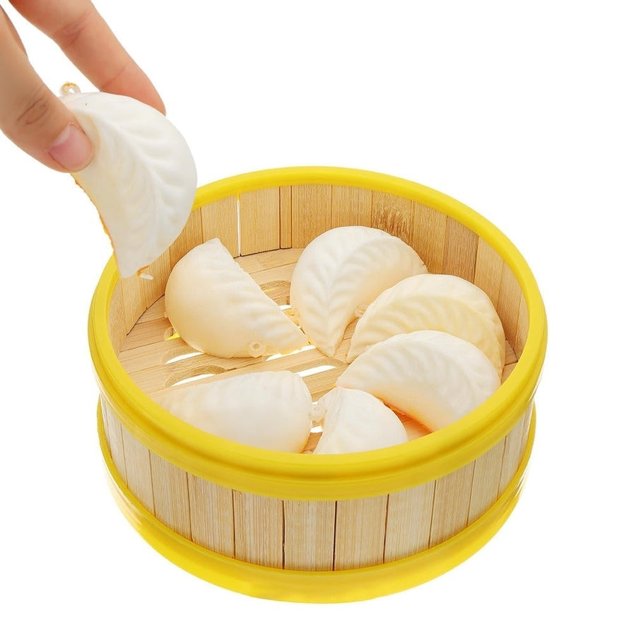 7Pcs Dumplings Squishy 6CM Slow Rising Collection Gift Soft Toy With Steamer Cover,DTTT Image 1