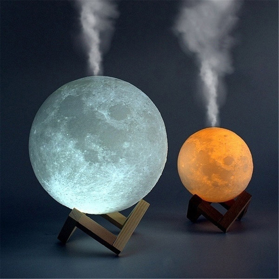 880ML 3D LED Night Light Air Humidifier Moon Lamp Aroma Essential Oil Diffuser Image 1