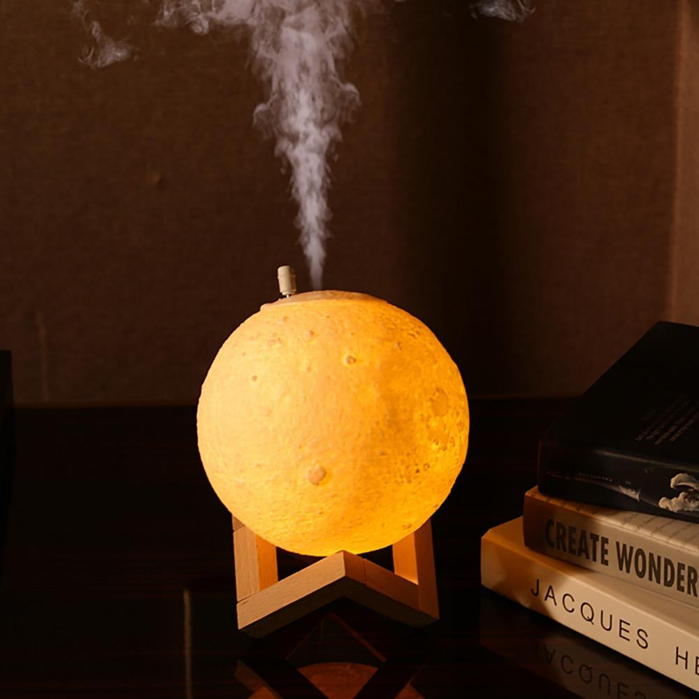 880ML Air Humidifier 3D Moon Lamp Light Diffuser Aroma Essential Oil USB Ultrasonic Humidifier Night Tricolor Mist Image 2