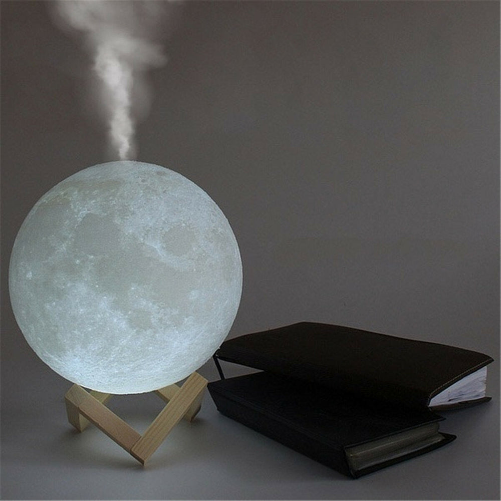 880ML 3D LED Night Light Air Humidifier Moon Lamp Aroma Essential Oil Diffuser Image 2