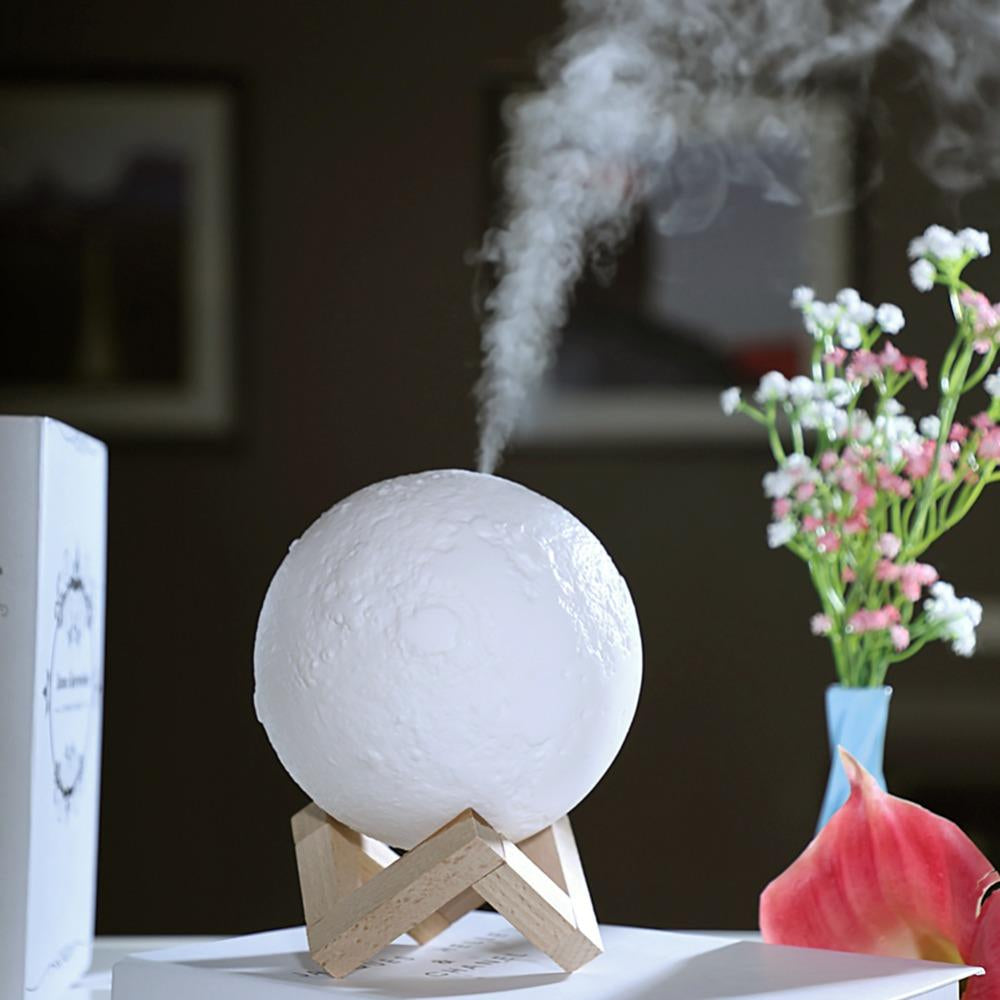 880ML Air Humidifier 3D Moon Lamp Light Diffuser Aroma Essential Oil USB Ultrasonic Humidifier Night Tricolor Mist Image 3