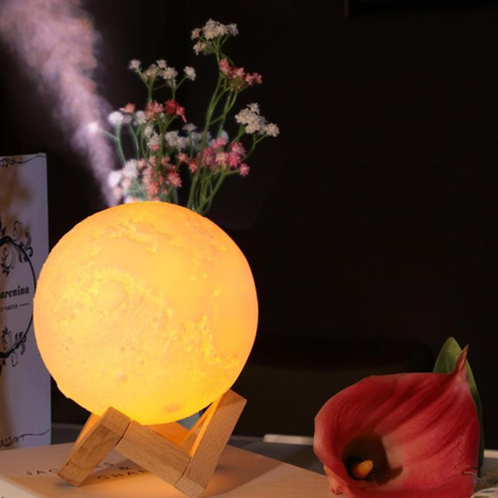 880ML Air Humidifier 3D Moon Lamp Light Diffuser Aroma Essential Oil USB Ultrasonic Humidifier Night Tricolor Mist Image 4