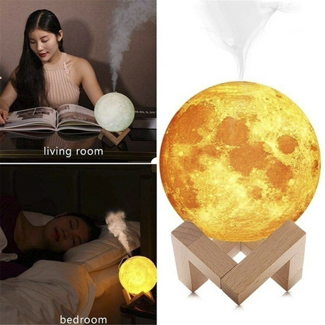 880ML 3D LED Night Light Air Humidifier Moon Lamp Aroma Essential Oil Diffuser Image 7