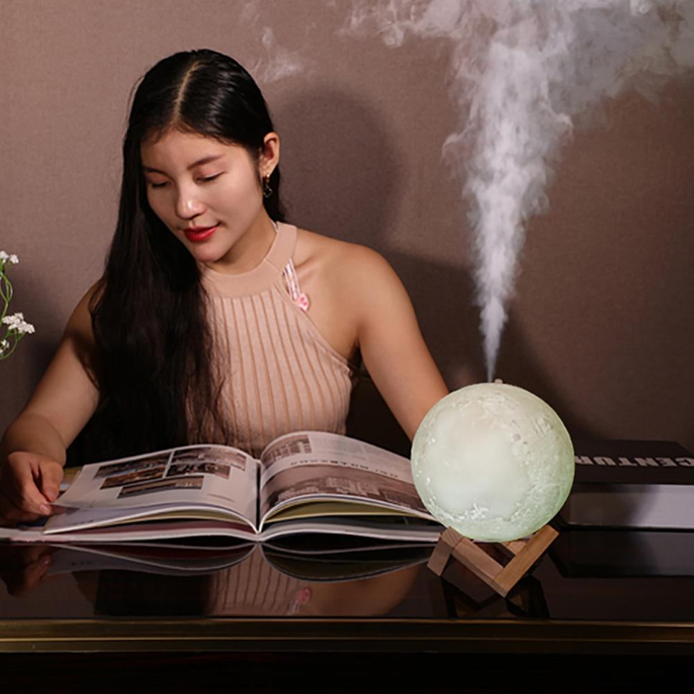 880ML Air Humidifier 3D Moon Lamp Light Diffuser Aroma Essential Oil USB Ultrasonic Humidifier Night Tricolor Mist Image 5