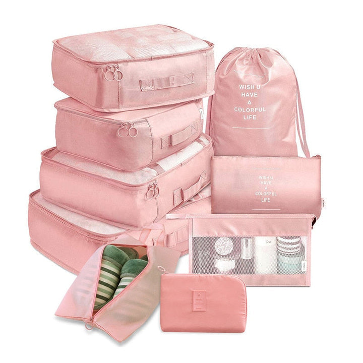 9-piece Suitcase Organize Storage Bag Portable Cosmetic Bag Clothes Underwear Shoes Packing Set fine Travel Makeup Bag Image 7