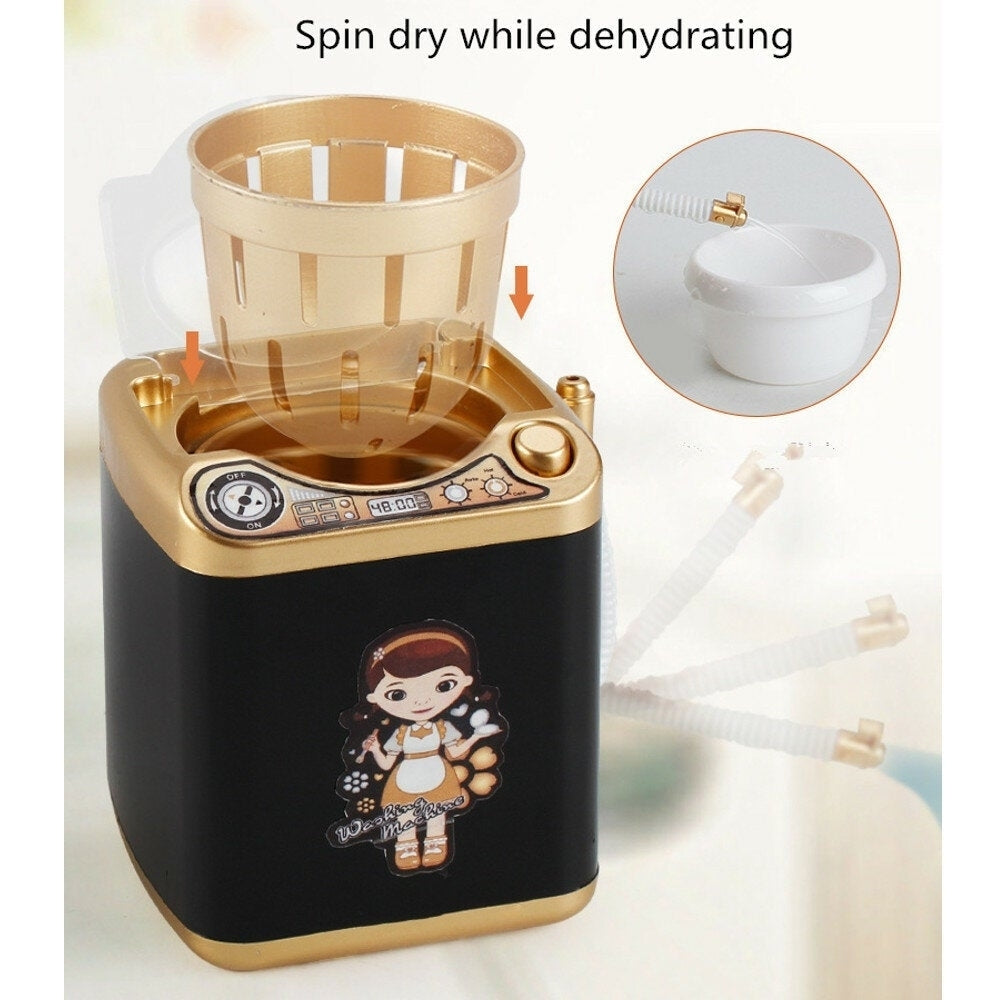 Black Simulation Electric Mini Washing Machine Washable and Dehydrated Play Childrens Indoor Toys Image 4