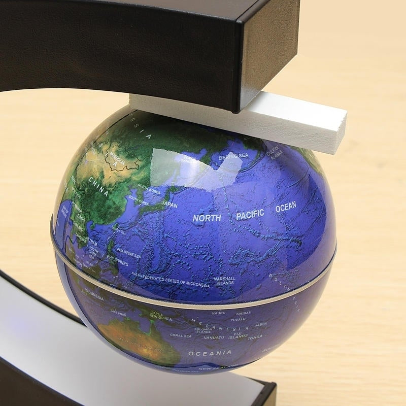 C Shape Magnetic Levitation Floating Globe World Map With LED Lights Image 3