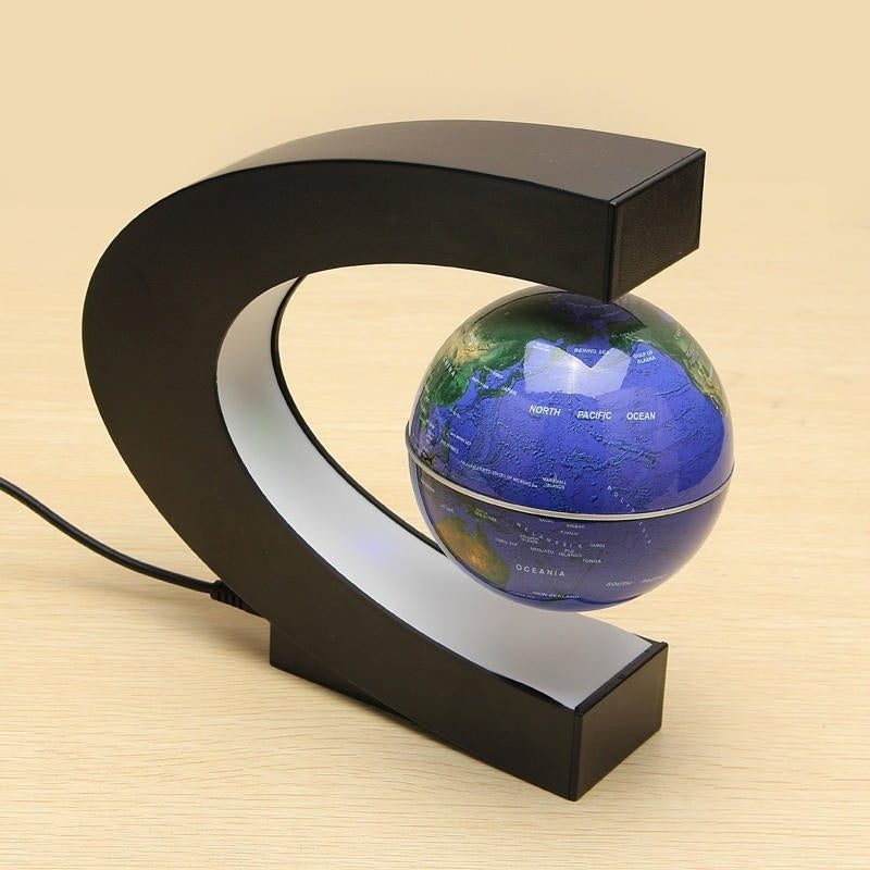 C Shape Magnetic Levitation Floating Globe World Map With LED Lights Image 8