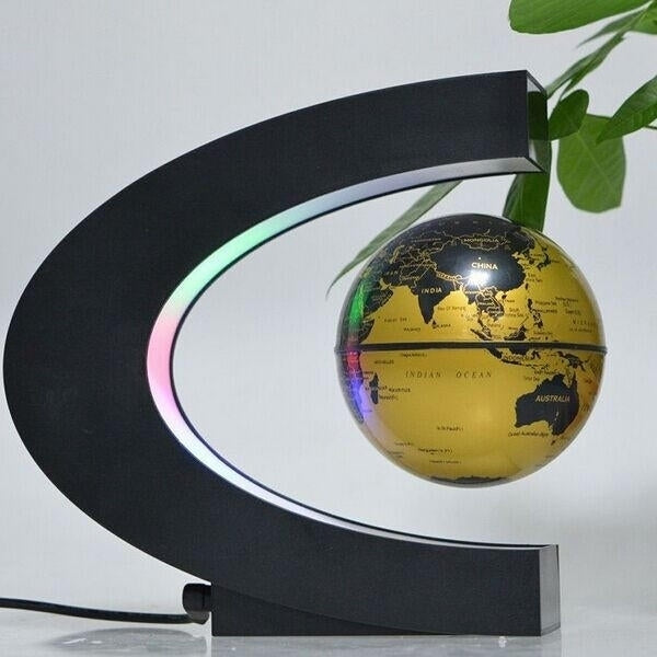 C Shape Magnetic Levitation Floating Globe World Map With LED Lights Image 9