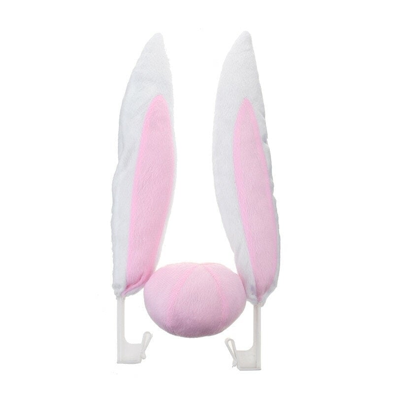 Christmas Home Car Decoration Pink Rabbit Ears Ornament Toys For Kids Children Gift Image 1