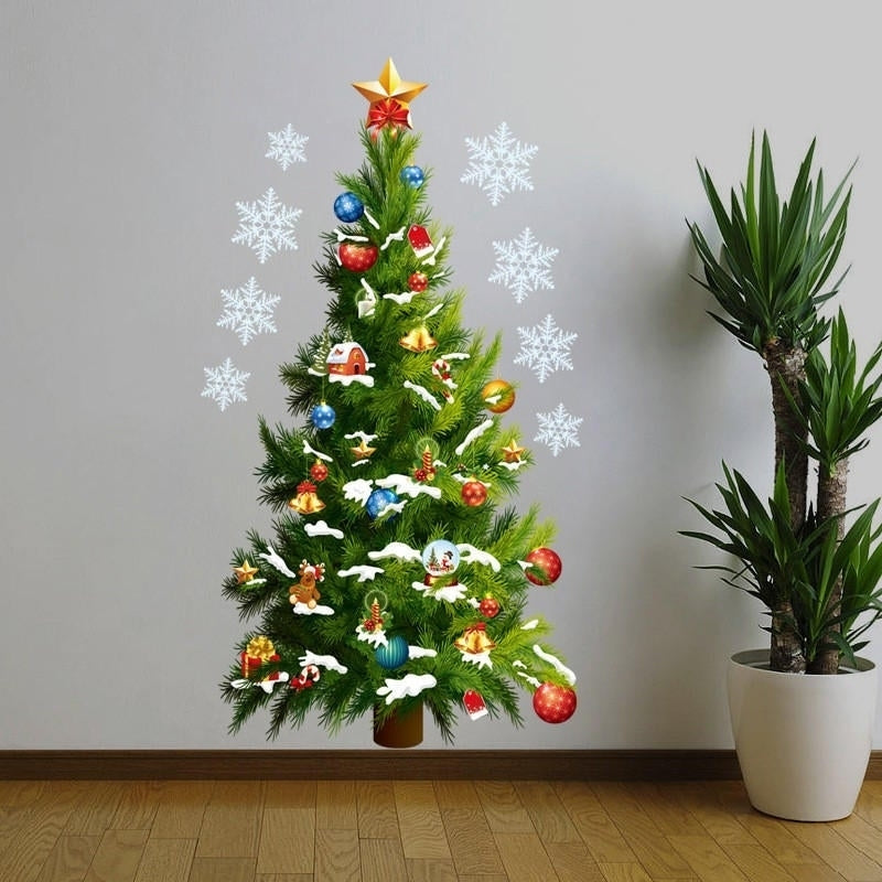 Christmas Party Home Decoration Removable Green Christmas Tree Wall Stickers For Kids Children Toys Image 4