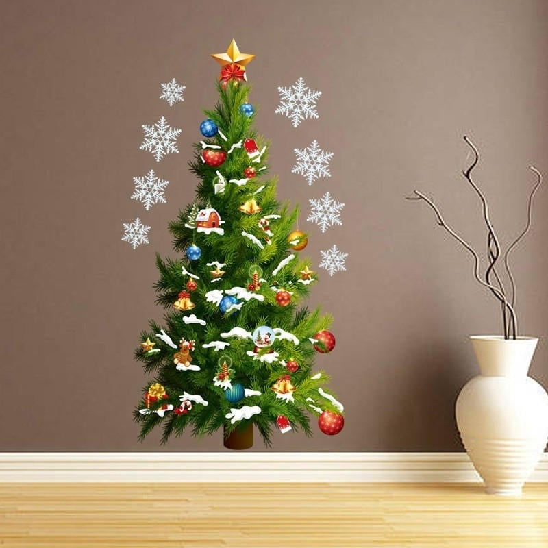 Christmas Party Home Decoration Removable Green Christmas Tree Wall Stickers For Kids Children Toys Image 5