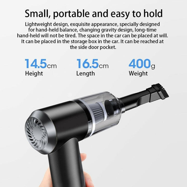 Car Vacuum Cleaner 120W 6000Pa Suction USB Rechargeable Washable Filter with LED Image 3