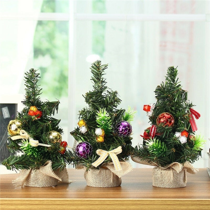 Christmas Home Party Decorations Supplies Mini Tree With Ornaments Toys Image 3